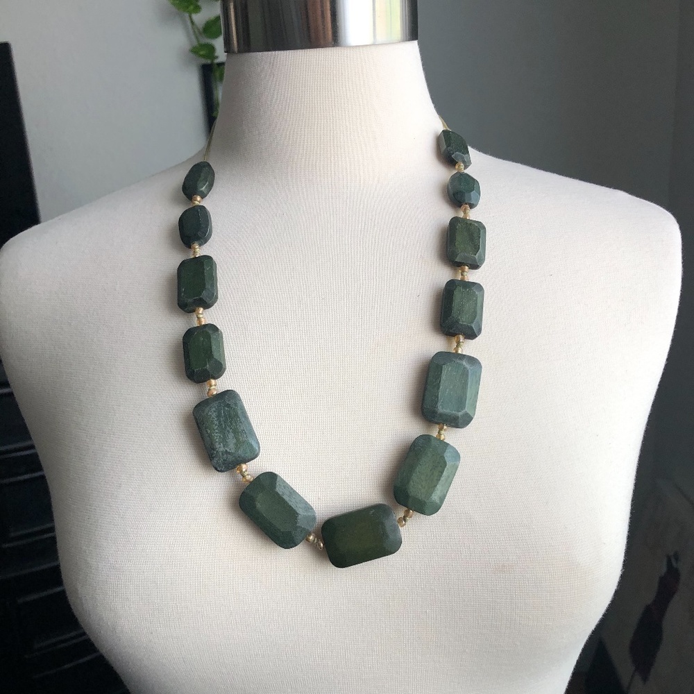 Green Wood Bead Necklace